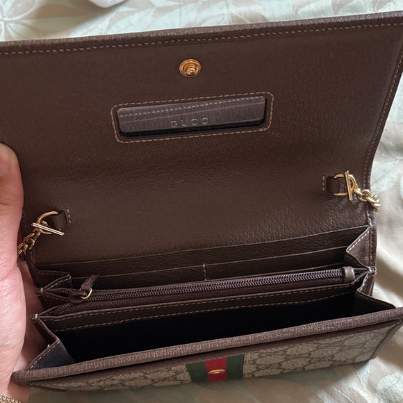 Gucci Beige and Brown Clutch with Gold Chain - Picture 3 of 5